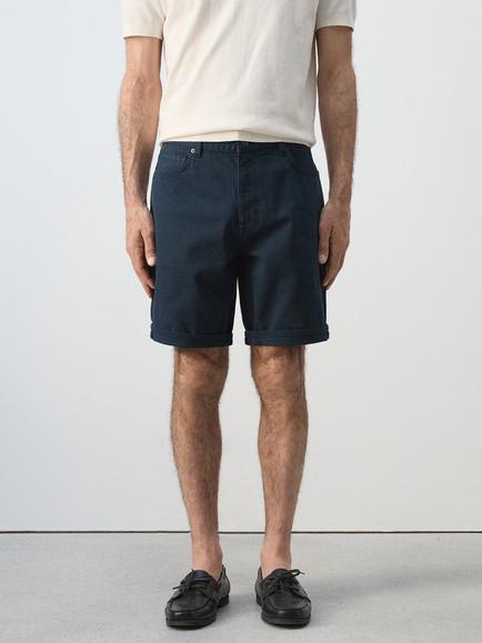 Mango Regular Fit Cargo Shorts, Navy