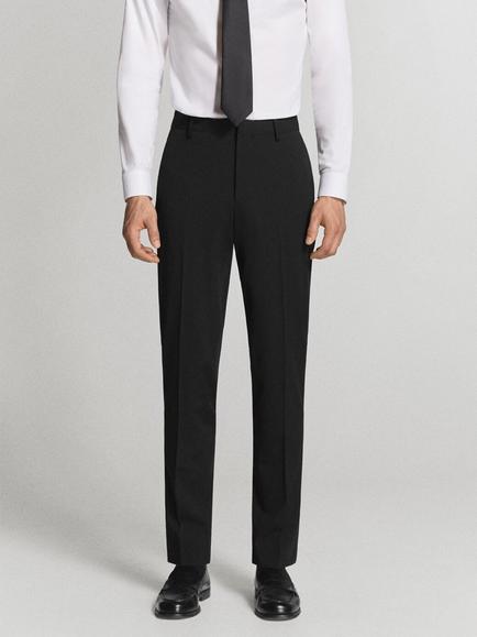 Mango Slim Fit Suit Trousers, Black, Black