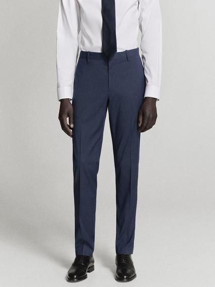 Mango Slim Fit Suit Trousers, Ink, Ink