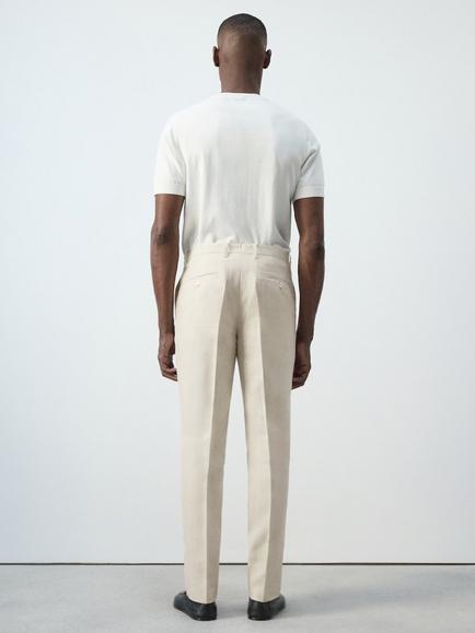 Mango Linen Trousers, Raw - view 2, Raw