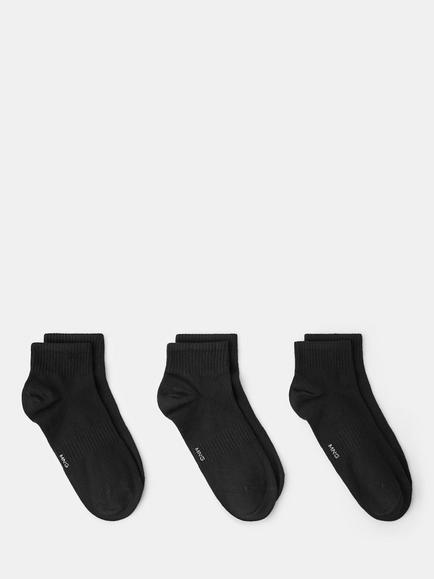 Mango Cotton Rich Socks, Pack of 3, Black, Black