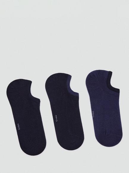 Mango Cotton Rich Trainer Socks, Pack of 3, Navy/Multi, Navy/Multi