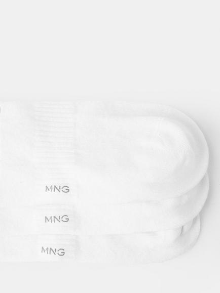 Mango Cotton Rich Socks, Pack of 3, Black - view 2, White
