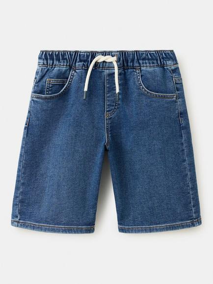 Mango Kids' Drawstring Denim Shorts, Blue, Blue