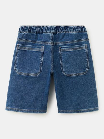 Mango Kids' Drawstring Denim Shorts, Blue - view 2, Blue