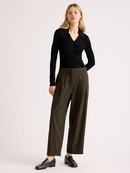 Albaray Mini Checked Barrel Leg Trousers, Brown, Brown