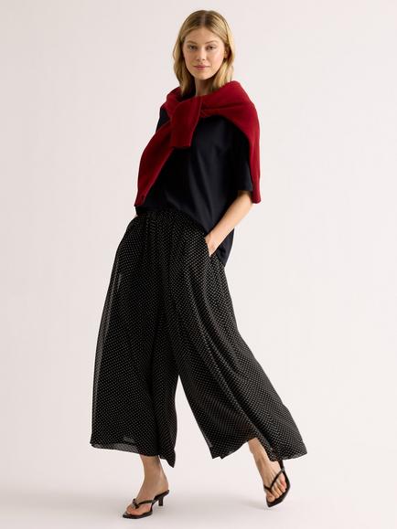Albaray Chiffon Spot Print Culottes, Black, Black