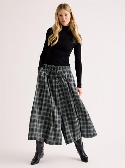 Albaray Plaid Check Wide Leg Culottes, Grey, Grey