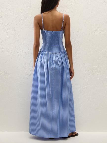 FAITHFULL Sleeveless Striped Cotton Maxi Dress, Blue/White - view 2, Blue/White