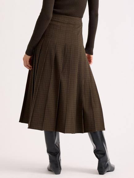 Albaray Mini Gingham Kilt, Brown - view 2, Brown