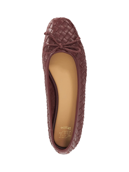 Dune London Heat Wide Fit Woven Leather Ballerina Pumps, Burgundy - view 2, Burgundy