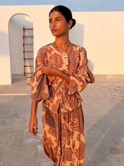 Never Fully Dressed Anna Paisley Long Sleeve Top containing LENZING™ ECOVERO™ Viscose, Multi, Multi