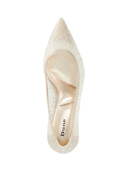 Dune London Brivelle Mesh Hotfix Court Shoes, Gold - view 2, Gold