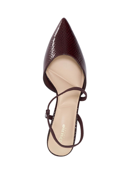 Dune London Charming Leather Cross Strap Open Court Shoes, Burgundy - view 2, Burgundy