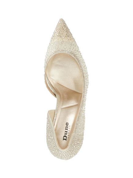 Dune London Cristelle Hotfix Mesh Semi D'Orsay Court Shoes, Gold - view 2, Gold