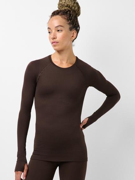 Sweaty Betty Seamless Textured Long Sleeve Top, Espresso Brown, Espresso Brown
