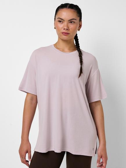 Sweaty Betty Soft Flow Studio Longline T-Shirt, Mauve Purple, Mauve Purple