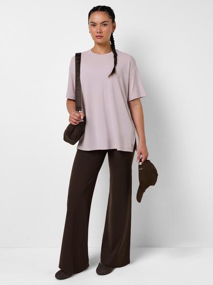 Sweaty Betty Soft Flow Studio Longline T-Shirt, Mauve Purple - view 2, Mauve Purple