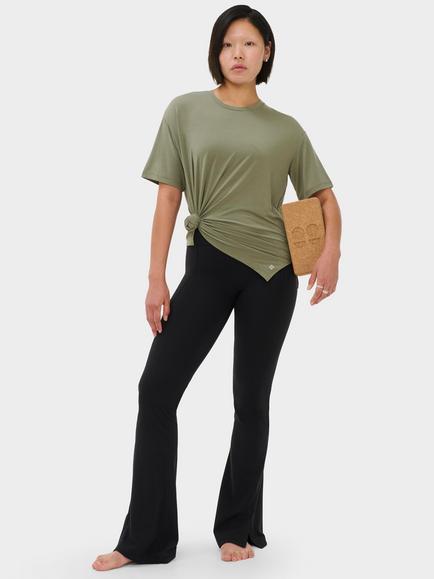 Sweaty Betty Soft Flow Studio Longline T-Shirt - view 2, Bracken Green