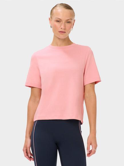 Sweaty Betty Elevated Cotton Boxy T-Shirt, Deco Pink, Deco Pink