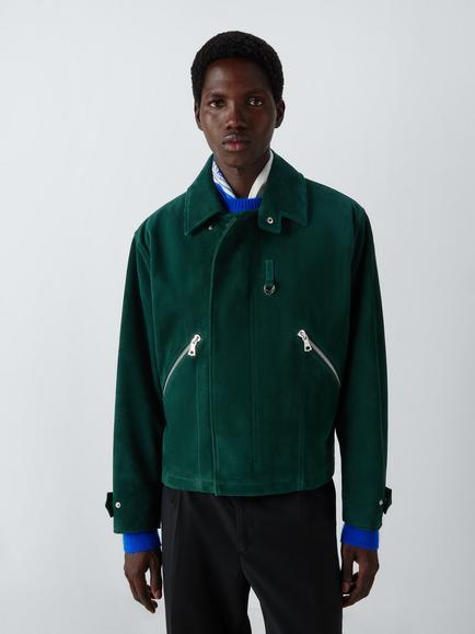 John Lewis x clothsurgeon Goat Suede MKIII Leather Flight Jacket, Green, Green