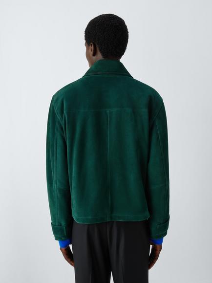 John Lewis x clothsurgeon Goat Suede MKIII Leather Flight Jacket, Green - view 2, Green