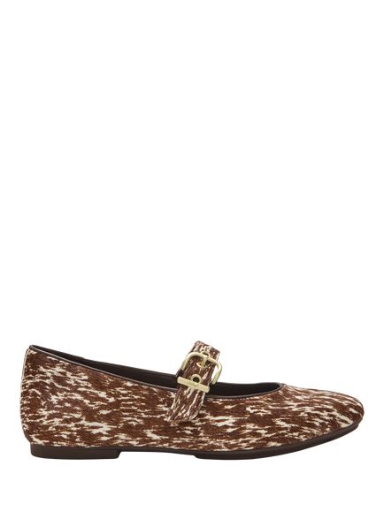 FitFlop Delicato Leather Animal Print Mary Janes, Brown/White, Brown/White