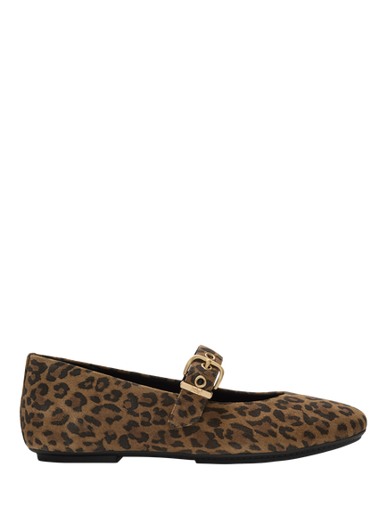 FitFlop Delicato Suede Leopard Mary Jane Shoes, Tan/Black, Tan/Black