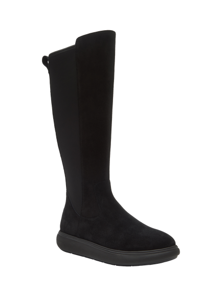FitFlop IQ-COMFF Suede Flatform Knee High Boots, Black - view 2, Black