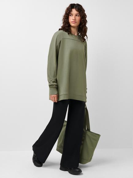Sweaty Betty After Class Seam Detail Longline Sweatshirt containing TENCEL Modal, Bracken Green, Bracken Green