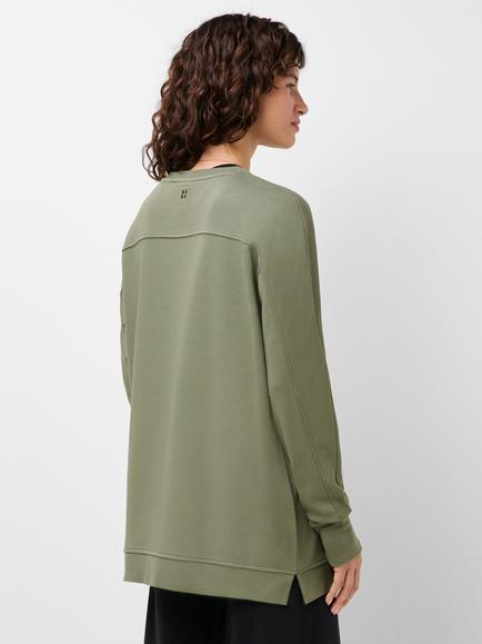 Sweaty Betty After Class Seam Detail Longline Sweatshirt containing TENCEL Modal, Bracken Green - view 2, Bracken Green