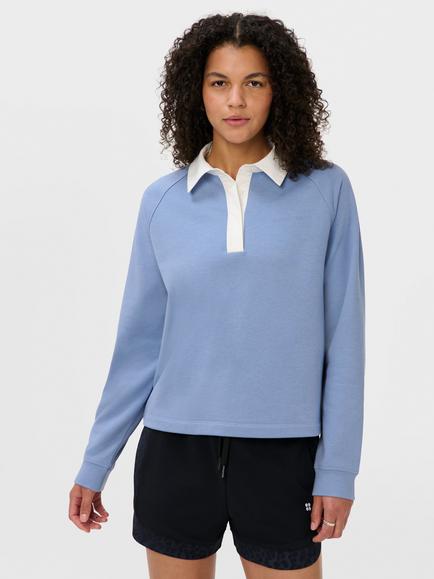 Sweaty Betty Cotton Rich Rugby Shirt, Faded Blue