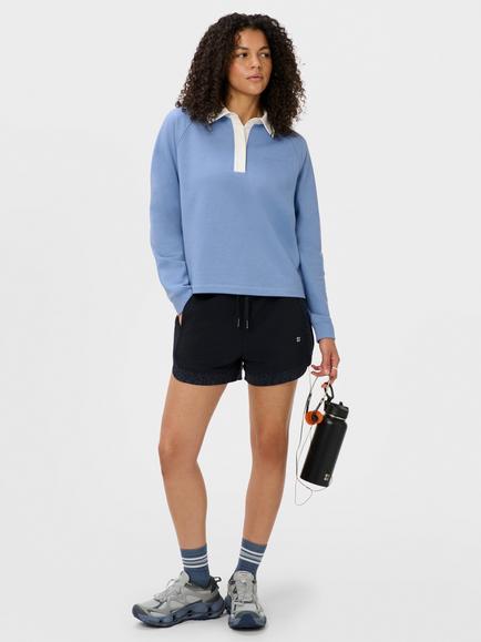 Sweaty Betty Cotton Rich Rugby Shirt - view 2, Faded Blue