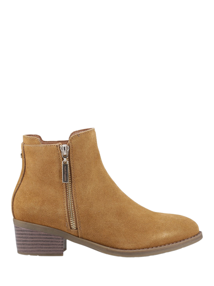 Hush Puppies Ingrid Zip Suede Ankle Boots, Tan