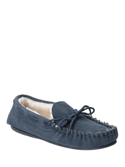 Hush Puppies Allie Suede Moccasin Slippers, Navy - view 2, Navy