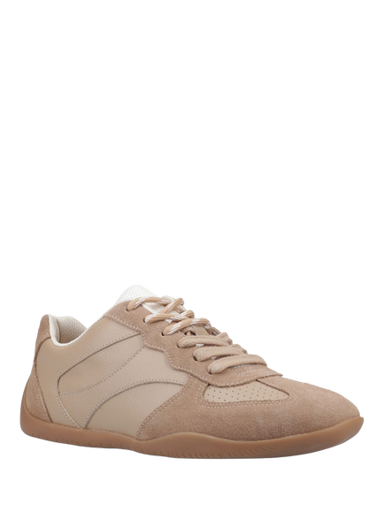 Hush Puppies Jovie Leather Lace Up Trainers - view 2, Light Tan