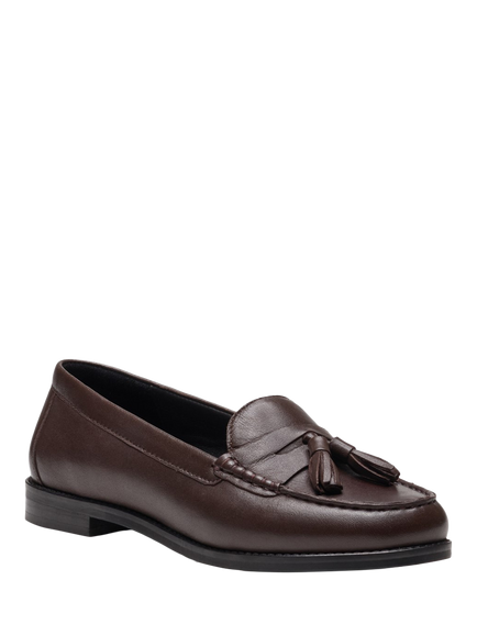 Hush Puppies Connie Leather Tassel Loafers - view 2, Chocolate