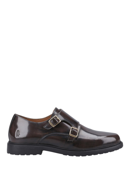 Hush Puppies Verity Hi-Shine Leather Monk Shoes, Chocolate, Chocolate