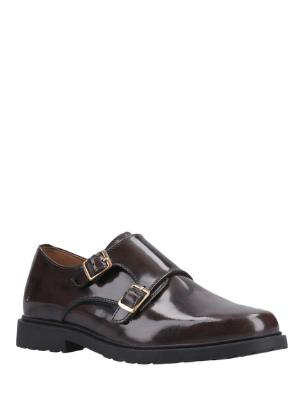 Hush Puppies Verity Hi-Shine Leather Monk Shoes, Chocolate - view 2, Chocolate