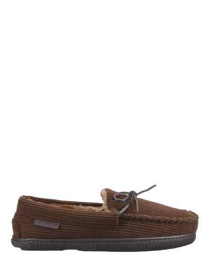 Hush Puppies Ace Corduroy Faux Fur Moccasin Slippers, Brown