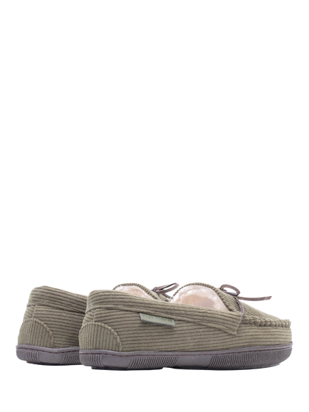 Hush Puppies Ace Corduroy Faux Fur Moccasin Slippers - view 2, Khaki