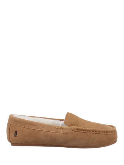 Hush Puppies Annie Suede Faux Fur Mocassin Slippers, Tan, Tan