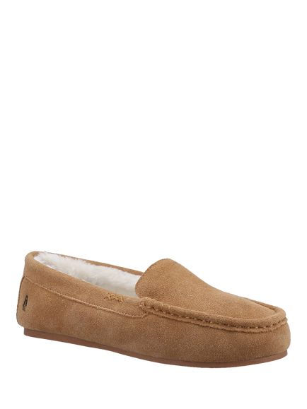 Hush Puppies Annie Suede Faux Fur Mocassin Slippers, Tan - view 2, Tan