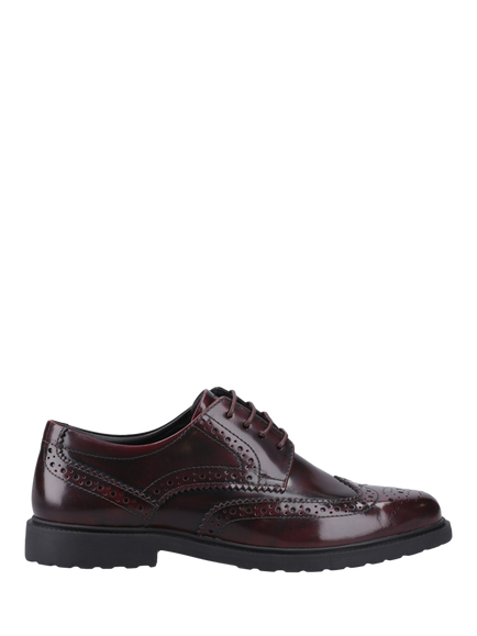 Hush Puppies Verity Hi-Shine Leather Lace Up Brogues, Plum, Plum