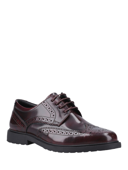Hush Puppies Verity Hi-Shine Leather Lace Up Brogues, Plum - view 2, Plum