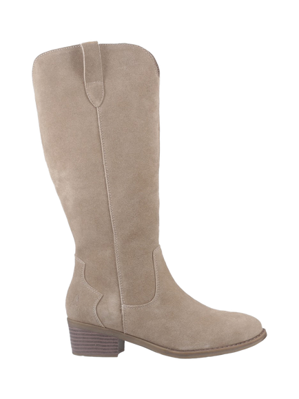 Hush Puppies Isabella Suede Western Block Heel Knee High Boots, Taupe