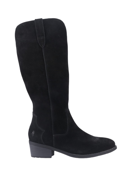 Hush Puppies Isabella Suede Western Block Heel Knee High Boots, Black