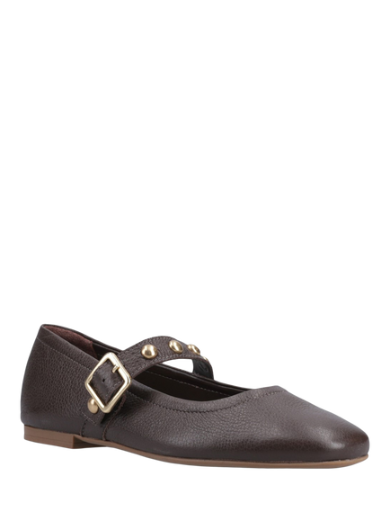 Hush Puppies Charlene Stud Ballerina Pumps, Chocolate - view 2, Chocolate