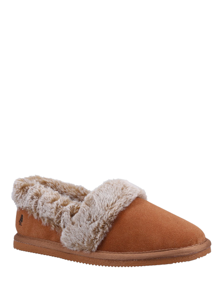 Hush Puppies Ariel Suede Faux Fur Ballerina Slippers, Tan - view 2, Tan