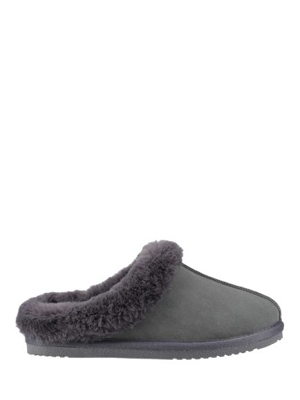 Hush Puppies Amara Suede Faux Fur Mule Slippers, Grey